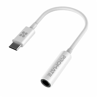 Promate  AUXLINK-C.WHT Digital to Analog Converter USB-C to 3.5mm Adapter - 12cm - White