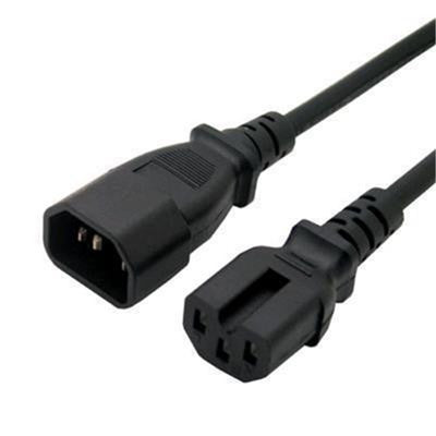 RackPower CM1CH200 - 10A C14 IEC plug to 10A C15 IEC 120 degree high temperature socket on 2m 1mm2 Black rubber lead