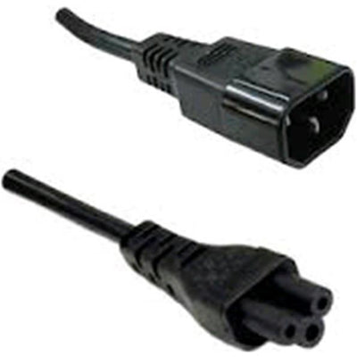 RackPower CM0CL100 - 10A C14 IEC plug to C5 IEC clover socket on 1m 0.75mm2 Black lead