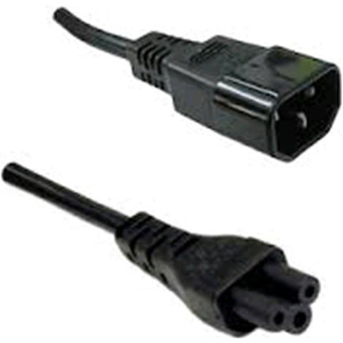 RackPower CM0CL100 - 10A C14 IEC plug to C5 IEC clover socket on 1m 0.75mm2 Black lead