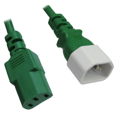 RackPower CM0CC050GN - 10A C14 IEC plug to 10A C13 IEC socket on 0.5m 0.75mm2 Green lead