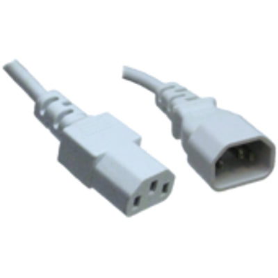 RackPower CM0CC100W - 10A C14 IEC plug to 10A C13 IEC socket on 1m 0.75mm2 White lead