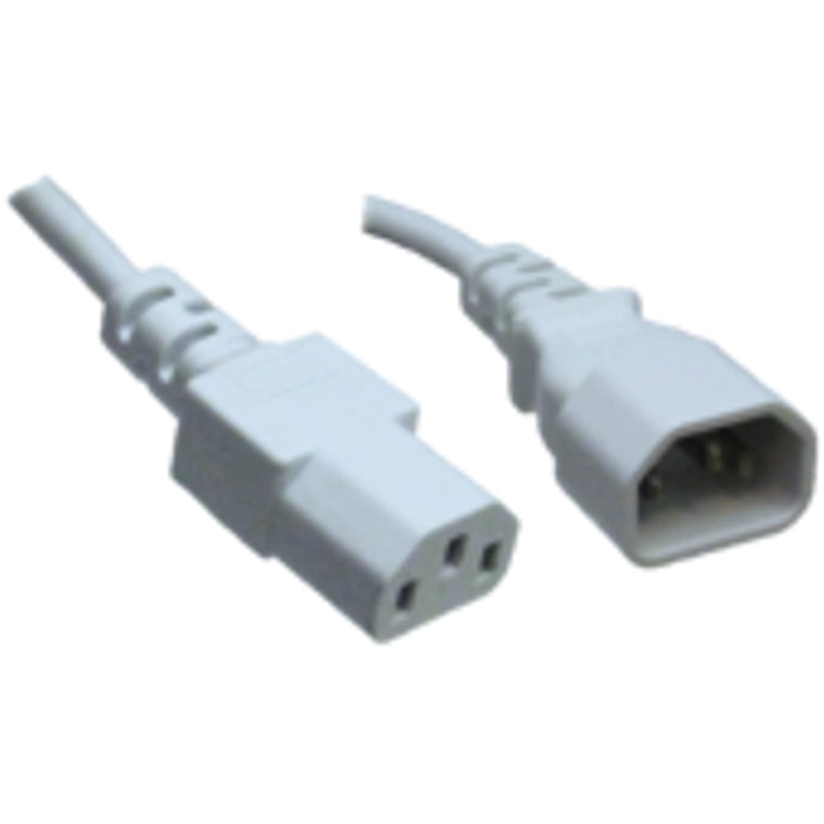 RackPower CM0CC100W - 10A C14 IEC plug to 10A C13 IEC socket on 1m 0.75mm2 White lead