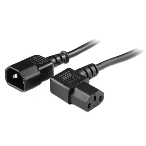 RackPower CM0CC200-SR - 10A C14 IEC plug to 10A C13 IEC right hand angled socket on 2m 0.75mm2 Black lead
