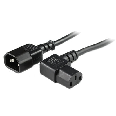 RackPower CM0CC200-SR - 10A C14 IEC plug to 10A C13 IEC right hand angled socket on 2m 0.75mm2 Black lead