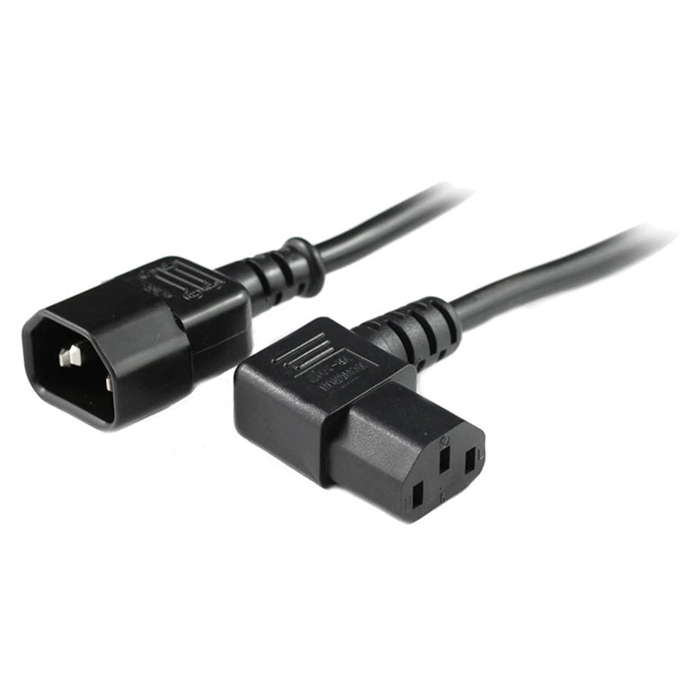RackPower CM0CC200-SR - 10A C14 IEC plug to 10A C13 IEC right hand angled socket on 2m 0.75mm2 Black lead
