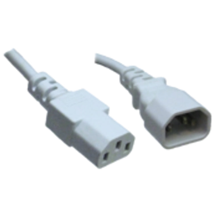 RackPower CM0CC200W - 10A C14 IEC plug to 10A C13 IEC socket on 2m 0.75mm2 White lead