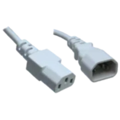 RackPower CM0CC300W - 10A C14 IEC plug to 10A C13 IEC socket on 3m 0.75mm2 White lead