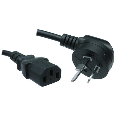 RackPower CM0NC075-PS - 10A 3 pin side entry plug to 10A C13 IEC socket on 0.75m 0.75mm2 Black lead