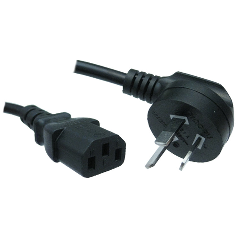 RackPower CM0NC075-PS - 10A 3 pin side entry plug to 10A C13 IEC socket on 0.75m 0.75mm2 Black lead