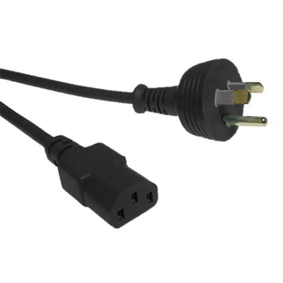 RackPower CM0NC100-PRE - 10A 3 pin round earth plug to 10A C13 IEC socket on 1m 0.75mm2 black lead