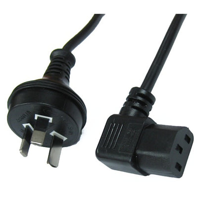 RackPower CM0NC100-SR - 10A 3 pin plug to 10A C13 IEC Right-hand angle socket on 1m 0.75mm2 black lead