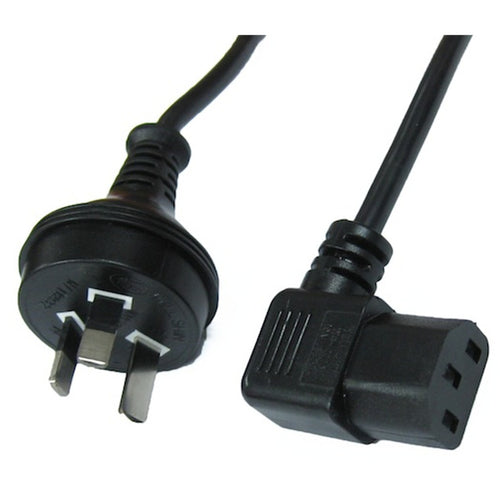 RackPower CM0NC100-SR - 10A 3 pin plug to 10A C13 IEC Right-hand angle socket on 1m 0.75mm2 black lead