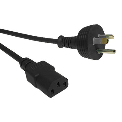 RackPower CM0NC200-PRE - 10A 3 pin round earth plug to 10A C13 IEC socket on 2m 0.75mm2 black lead