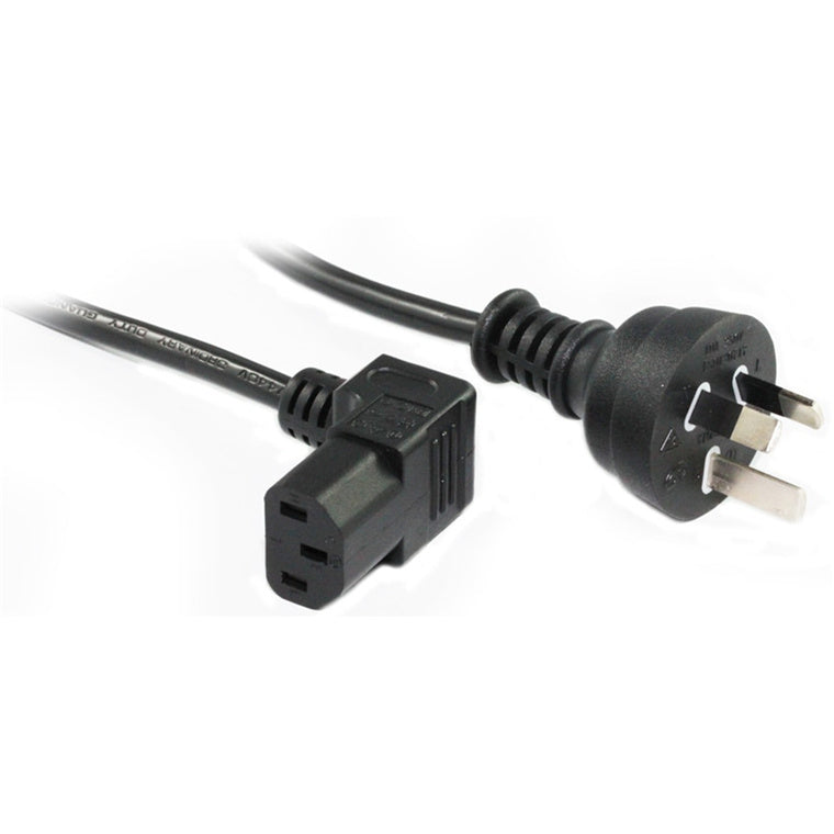 RackPower CM0NC200-SB - 10A 3pin plug to 10A C13 IEC bottom entry socket on 2m 0.75mm2 Black lead