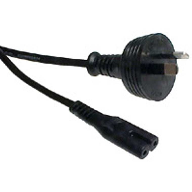 RackPower CM0NF100 - 10A 2 pin plug to C7 IEC Figure 8 socket on 1m 0.75mm2 Black lead