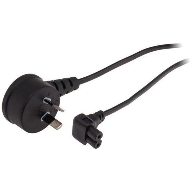 RackPower CM0NF500-PTSB - 10A 2-poliger Top-Entry-Stecker auf C7 IEC Euro-8-Winkelbuchse an 5m 0,75mm² schwarzem Kabel