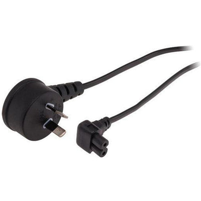 RackPower CM0NF700-PTSB - 10A 2pin top entry plug to C7 IEC Figure 8 angled socket on 7m 0.75mm2 Black lead
