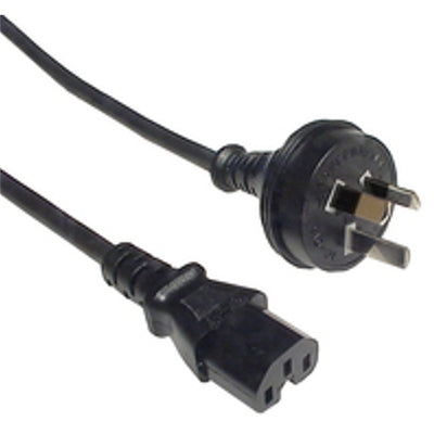 RackPower CM0NH150 - 10A 3 pin plug to 10A C15 IEC 120 degree High Temperature socket on 1.5m 0.75mm2 Black rubber lead