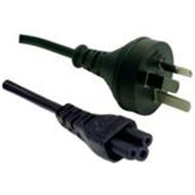 RackPower CM0NL050 - 10A 3 pin plug to C5 IEC clover socket on 0.5m 0.75mm2 Black lead
