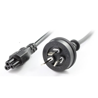RackPower CM0NL200 - 10A 3 pin plug to C5 IEC clover socket on 2m 0.75mm2 Black lead