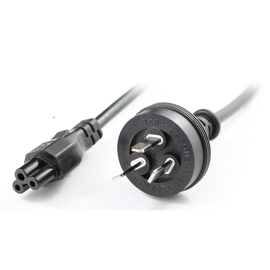 RackPower CM0NL200 - 10A 3 pin plug to C5 IEC clover socket on 2m 0.75mm2 Black lead