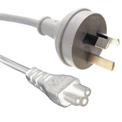 RackPower CM0NL200W - 10A 3 pin plug to C5 IEC clover socket on 2m 0.75mm2 White lead