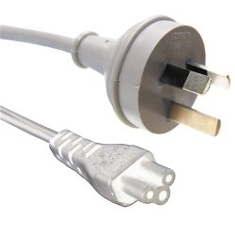 RackPower CM0NL200W - 10A 3 pin plug to C5 IEC clover socket on 2m 0.75mm2 White lead
