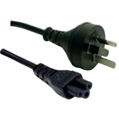 RackPower CM0NL500 - 10A 3 pin plug to C5 IEC clover socket on 5m 0.75mm2 Black lead