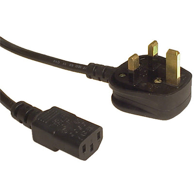 RackPower CM0UC200 - UK plug with 10A fuse to 10A C13 IEC socket on 2m 0.75mm2 Black lead