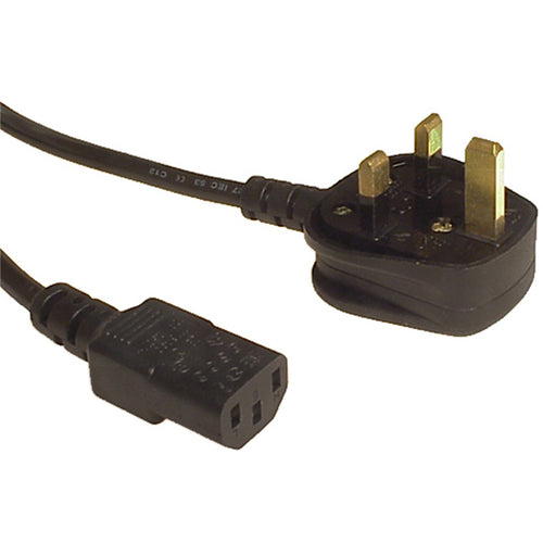 RackPower CM0UC200 - UK plug with 10A fuse to 10A C13 IEC socket on 2m 0.75mm2 Black lead