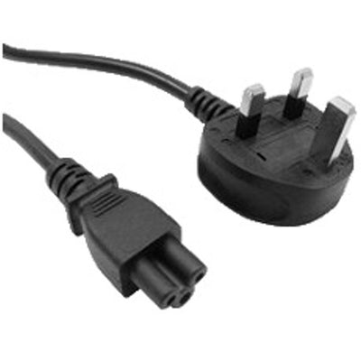 RackPower CM0UL100 - UK plug 3A fuse to C5 IEC clover socket on 1m 0.75mm2 Black lead