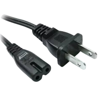 RackPower CM18AF200 - US NEMA 1-15P 2 pin plug to C7 IEC figure 8 socket on 2m 18AWG Black lead