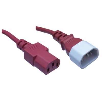 RackPower CM1CC050R - 10A C14 IEC plug to 10A C13 IEC socket on 0.5m 1mm2 Red lead