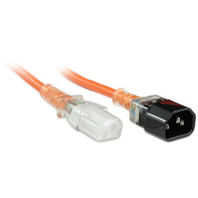 RackPower CM1CC075M - 10A C14 IEC Clear plug to 10A C13 IEC Clear socket on 0.75m 1mm2 Orange lead