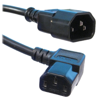 RackPower CM1CC300-SL - 10A C14 IEC plug to 10A C13 IEC left angled socket on 3m 1mm2 Black lead