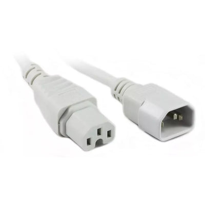 RackPower CM1CH050W - 10A C14 IEC plug to 10A C15 IEC 120 degree high temperature socket on 0.5m 1mm2 White rubber lead