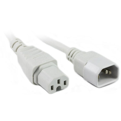 RackPower CM1CH200W - 10A C14 IEC plug to 10A C15 IEC 120 degree high temperature socket on 2m 1mm2 White rubber lead