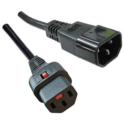 CM1CK050 - 10A C14 IEC plug to 10A C13 IEC-Lock socket on 0.5m 1mm2 Black lead