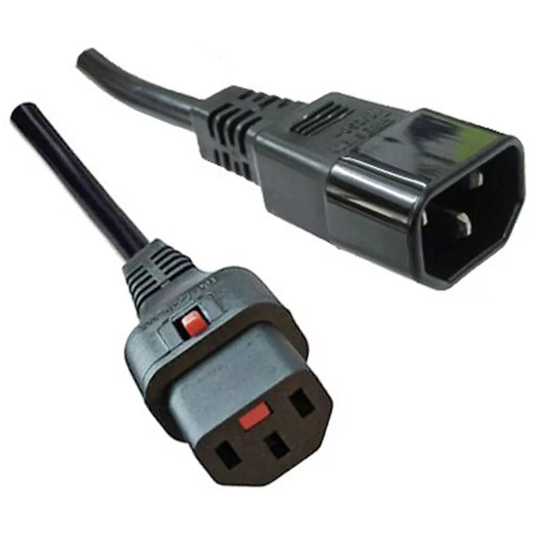 CM1CK075 - 10A C14 IEC Stecker auf 10A C13 IEC-Lock Buchse an 0,75m 1mm2 schwarzem Kabel