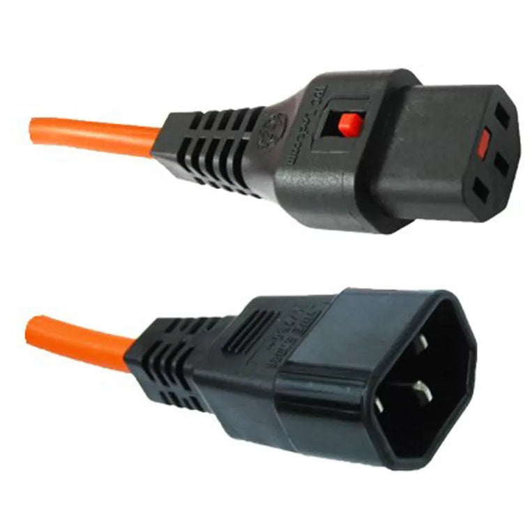 CM1CK150N - 10A C14 IEC Black plug to 10A C13 IEC-Lock Black socket on 1.5m 1mm2 Orange lead.