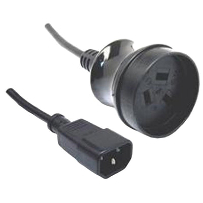 RackPower CM1CN300 - 10A C14 IEC plug to 10A 3 pin socket on 3m 1mm2 Black lead