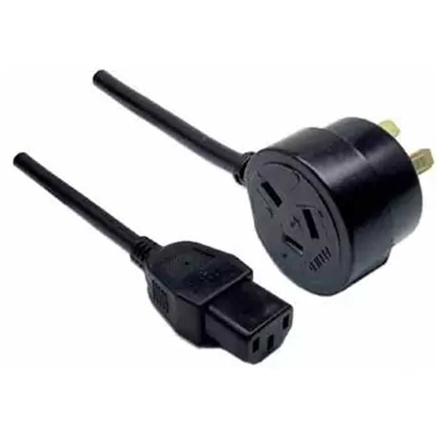 RackPower CM1NC050-PTP - 10A 3 pin tapon plug to 10A C13 IEC socket on 0.5m 1mm2 black lead