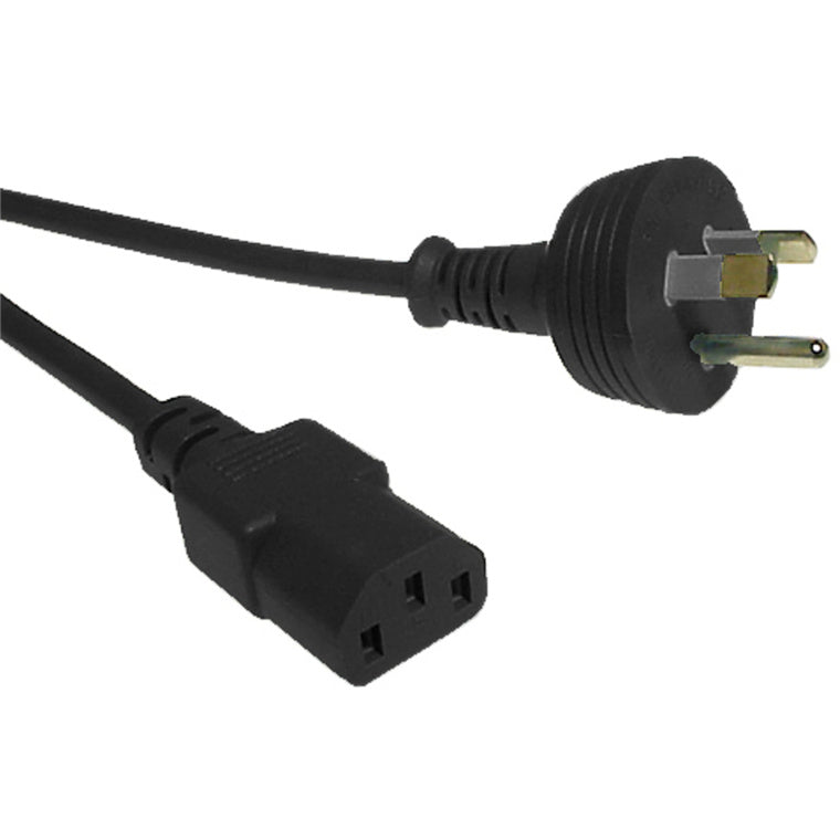 RackPower CM1NC300-PRE - 10A 3-poliger runder Schutzkontaktstecker auf 10A C13 IEC-Buchse an 3m 1mm2 schwarzem Kabel