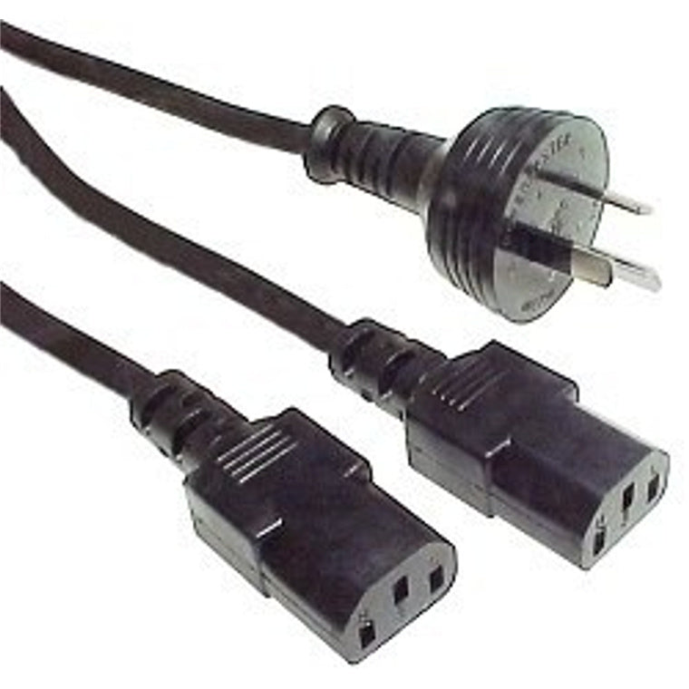 RackPower CM1NCC100 10A – 2x C13 Stromverteilerkabel – 1m – Schwarz