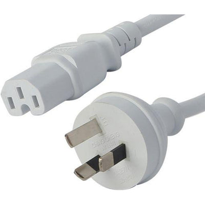 RackPower CM1NH200W - 10A 3 pin plug to 10A C15 IEC High Temp 120deg socket on 2m 1mm2 white rubber lead