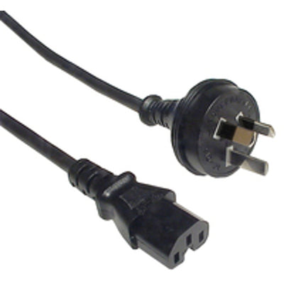 RackPower CM1NH300 - 10A 3 pin plug to 10A C15 IEC High Temp 120deg socket on 3m 1mm2 Black rubber lead