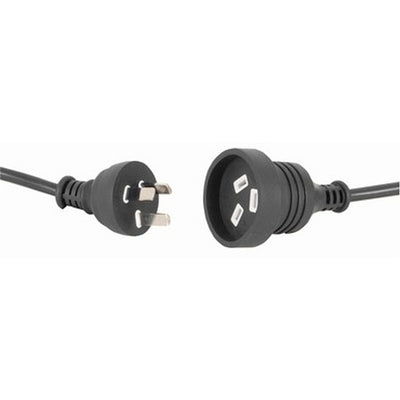 RackPower CM1NN200 - 10A 3 pin plug to 10A 3 pin socket on 2m 1mm2  Black lead
