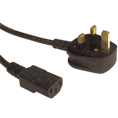 RackPower CM1UC200 - UK plug with 10A fuse to 10A C13 IEC socket on 2m 1mm2 Black lead