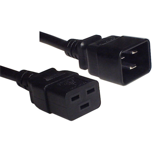 RackPower CM2CC025 - 16A C20 IEC plug to 16A C19 IEC socket on 0.25m 1.5mm2 Black lead